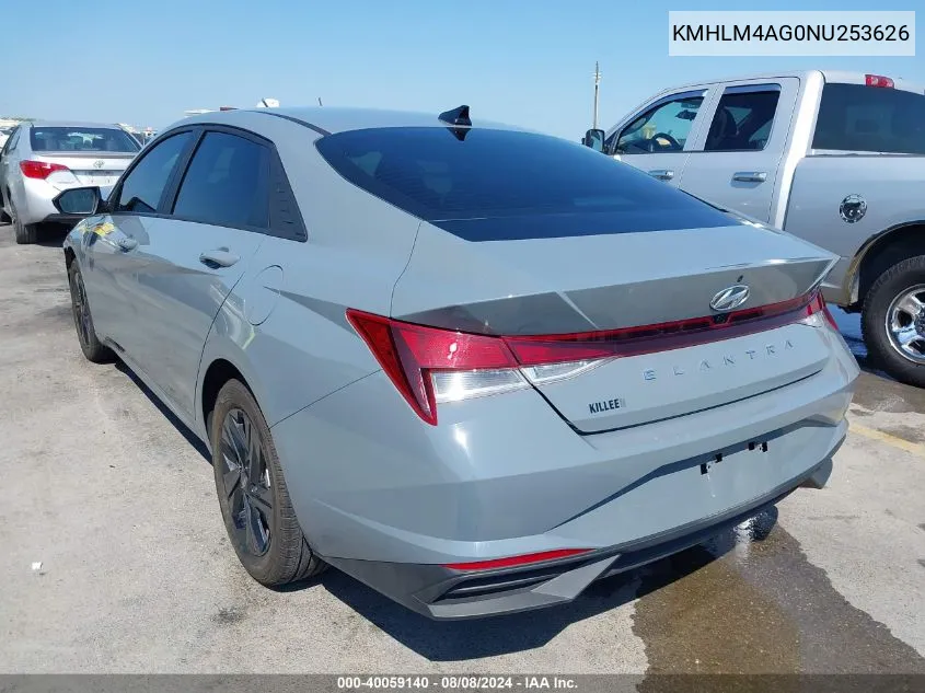 2022 Hyundai Elantra Sel VIN: KMHLM4AG0NU253626 Lot: 40059140