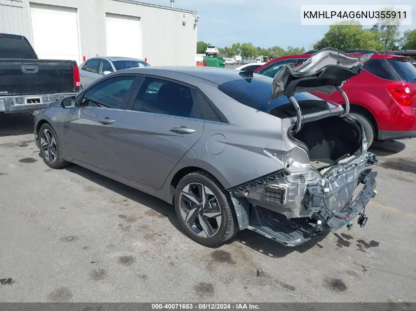 KMHLP4AG6NU355911 2022 Hyundai Elantra Limited