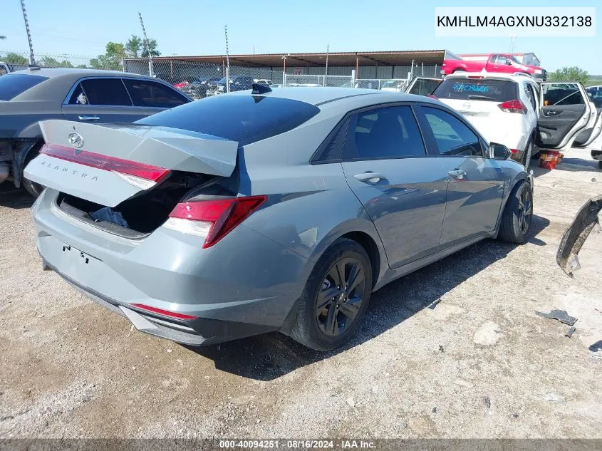 KMHLM4AGXNU332138 2022 Hyundai Elantra Sel