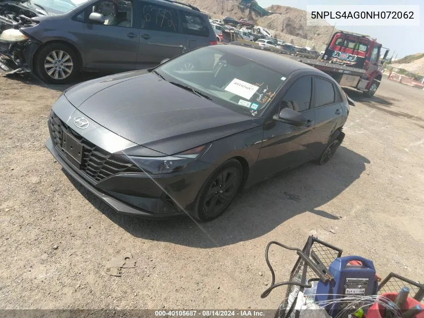 2022 Hyundai Elantra Sel VIN: 5NPLS4AG0NH072062 Lot: 40105687