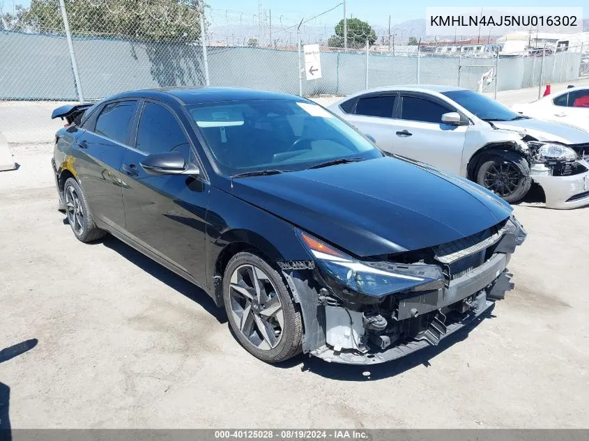 KMHLN4AJ5NU016302 2022 Hyundai Elantra Hybrid Limited