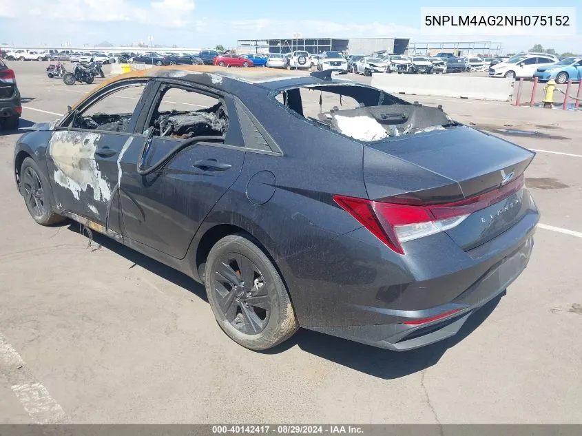 5NPLM4AG2NH075152 2022 Hyundai Elantra Sel