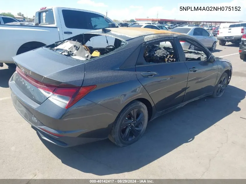 5NPLM4AG2NH075152 2022 Hyundai Elantra Sel