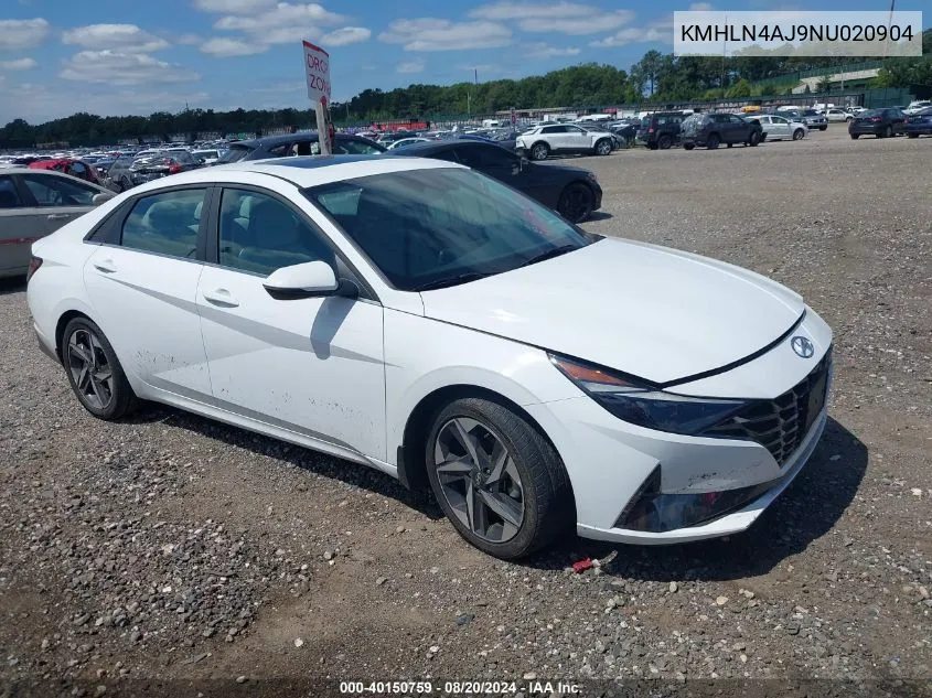 2022 Hyundai Elantra Limited VIN: KMHLN4AJ9NU020904 Lot: 40150759