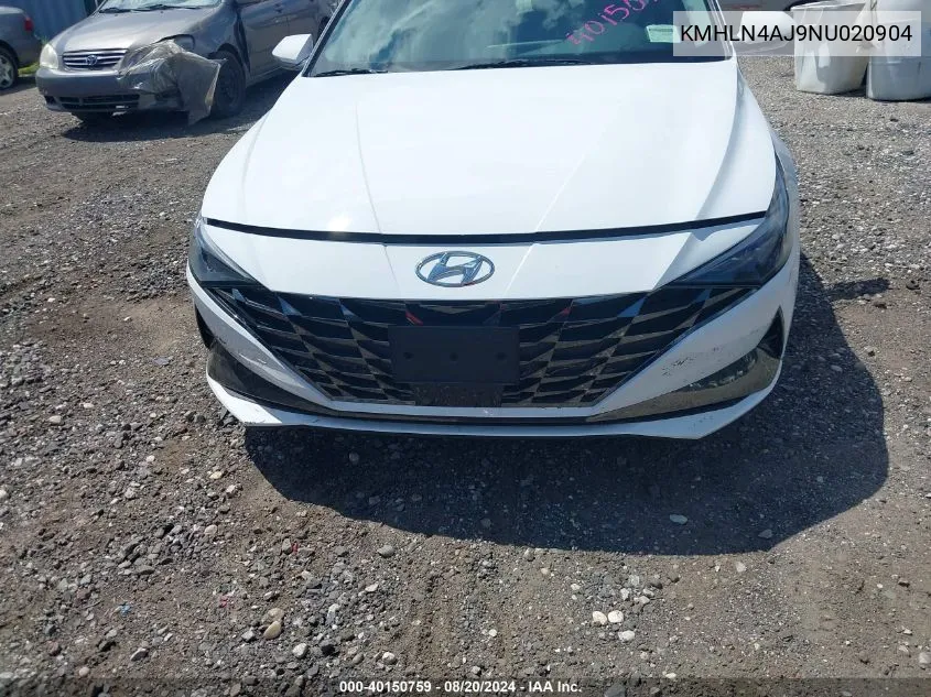 2022 Hyundai Elantra Limited VIN: KMHLN4AJ9NU020904 Lot: 40150759