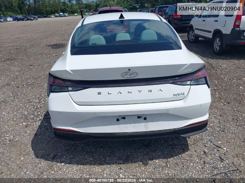 2022 Hyundai Elantra Limited VIN: KMHLN4AJ9NU020904 Lot: 40150759