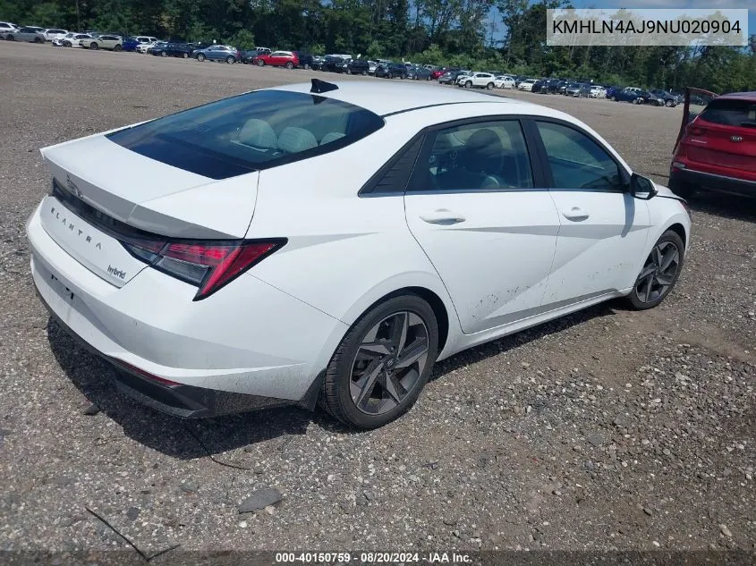 KMHLN4AJ9NU020904 2022 Hyundai Elantra Limited