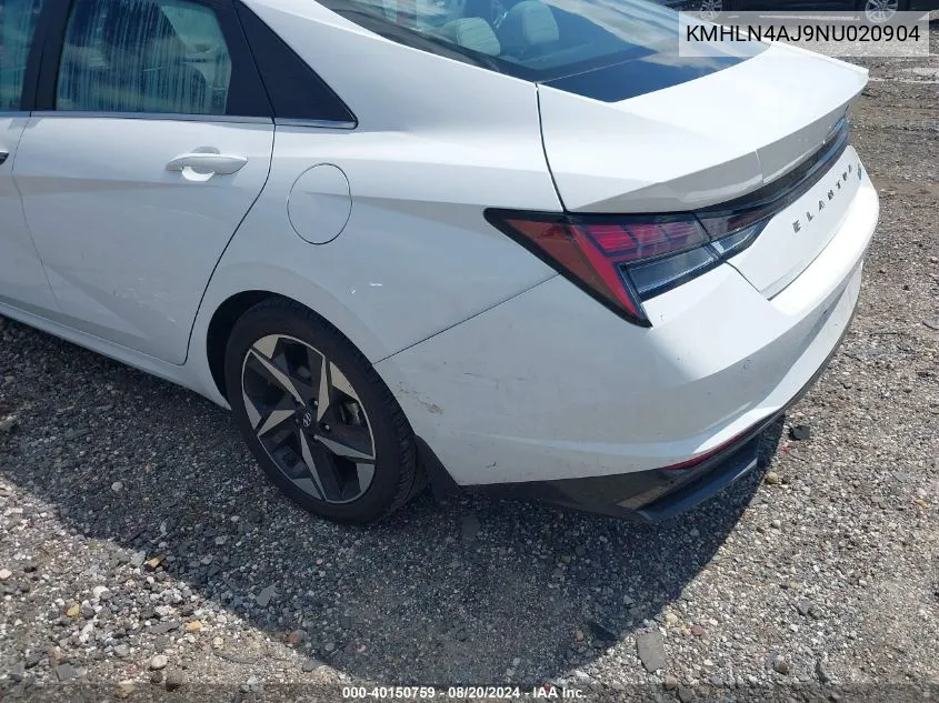 2022 Hyundai Elantra Limited VIN: KMHLN4AJ9NU020904 Lot: 40150759