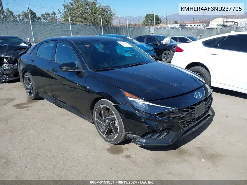 2022 Hyundai Elantra N Line VIN: KMHLR4AF3NU237705 Lot: 40153657