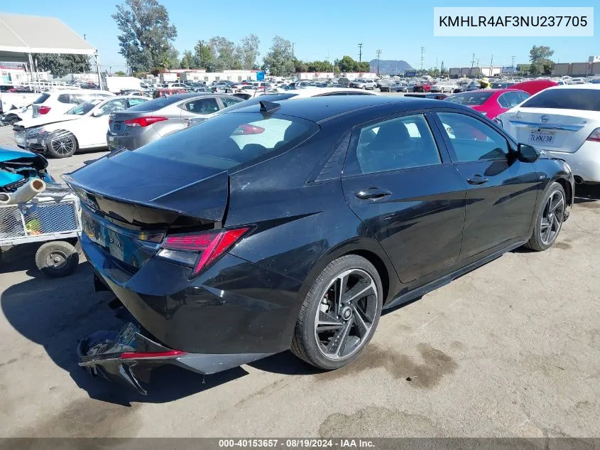 2022 Hyundai Elantra N Line VIN: KMHLR4AF3NU237705 Lot: 40153657