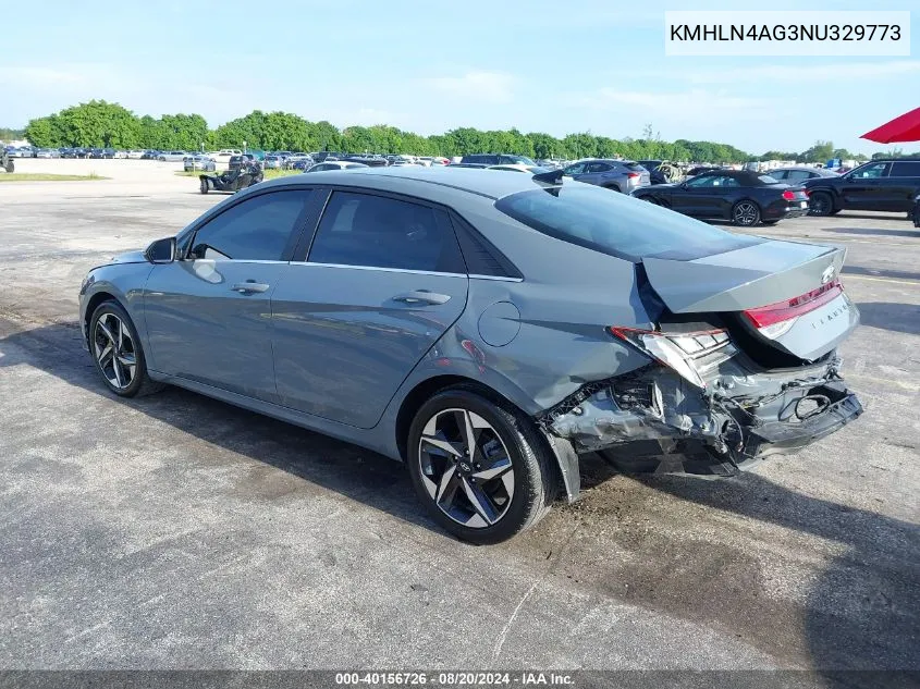 2022 Hyundai Elantra Sel VIN: KMHLN4AG3NU329773 Lot: 40156726