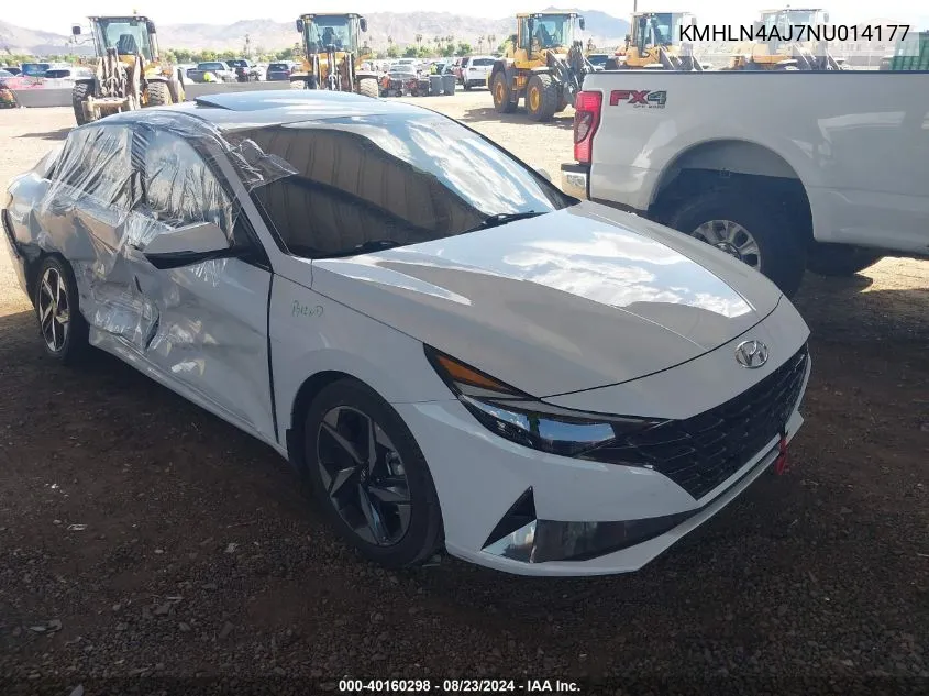 2022 Hyundai Elantra Hybrid Limited VIN: KMHLN4AJ7NU014177 Lot: 40160298