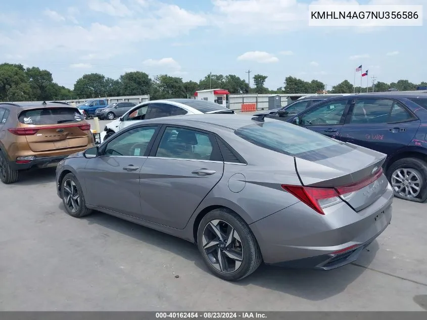 KMHLN4AG7NU356586 2022 Hyundai Elantra Sel