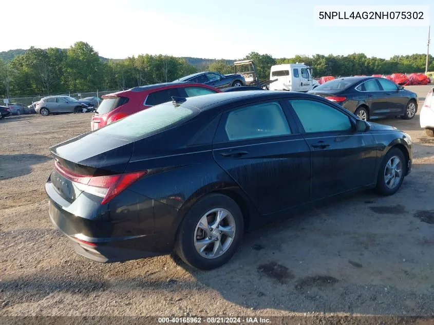 5NPLL4AG2NH075302 2022 Hyundai Elantra Se