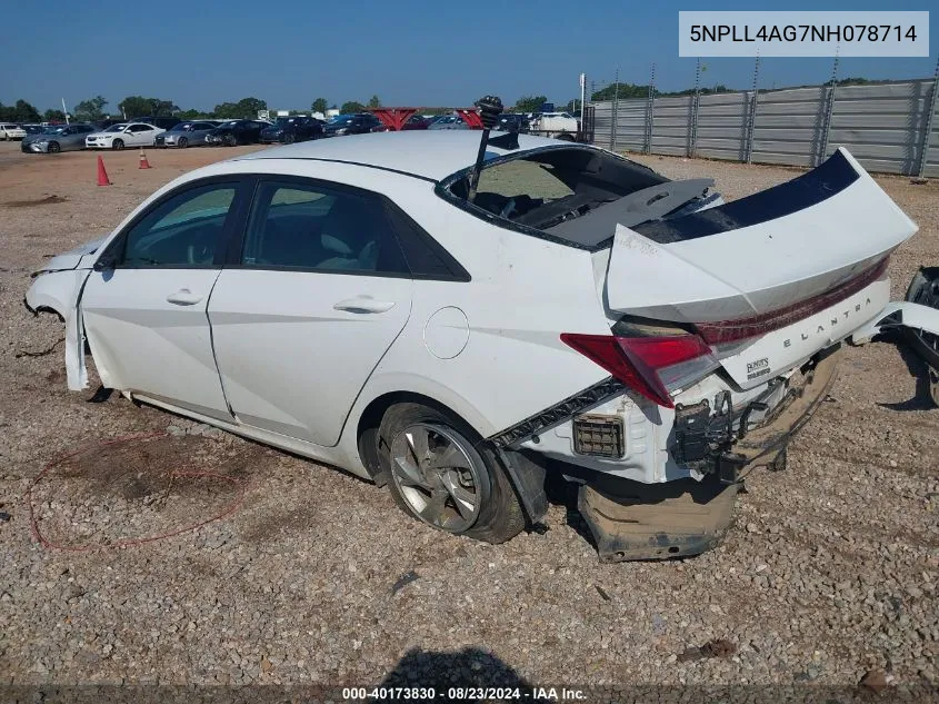 5NPLL4AG7NH078714 2022 Hyundai Elantra Se