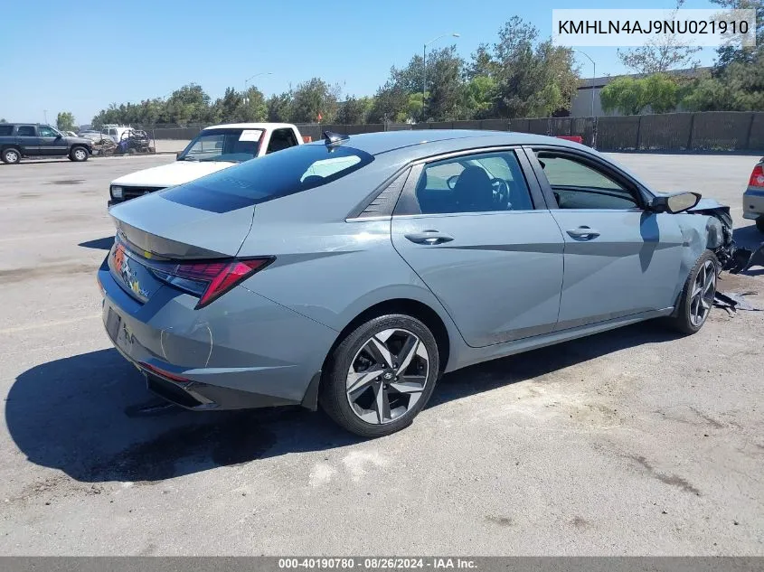 2022 Hyundai Elantra Hybrid Limited VIN: KMHLN4AJ9NU021910 Lot: 40190780