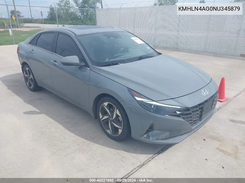 2022 Hyundai Elantra Sel VIN: KMHLN4AG0NU345879 Lot: 40227692