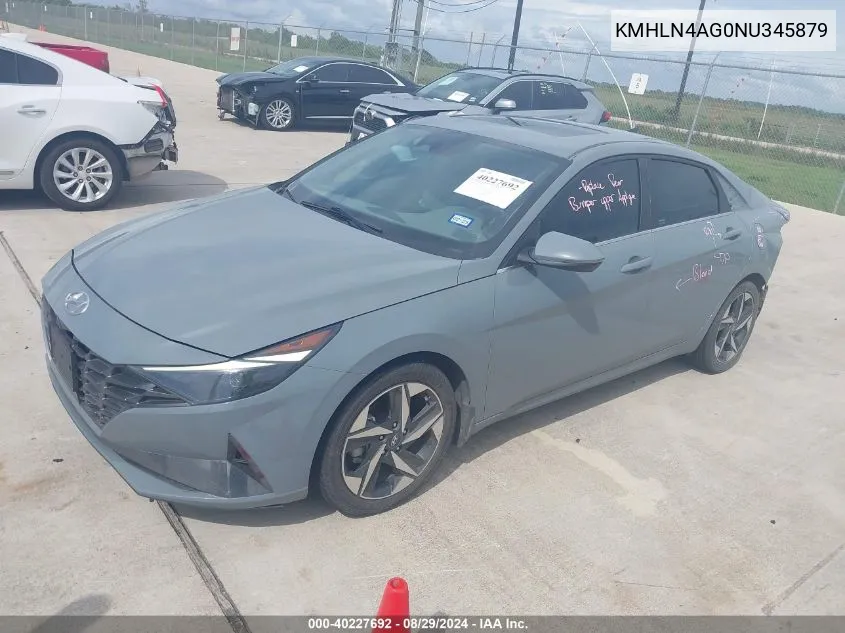 2022 Hyundai Elantra Sel VIN: KMHLN4AG0NU345879 Lot: 40227692