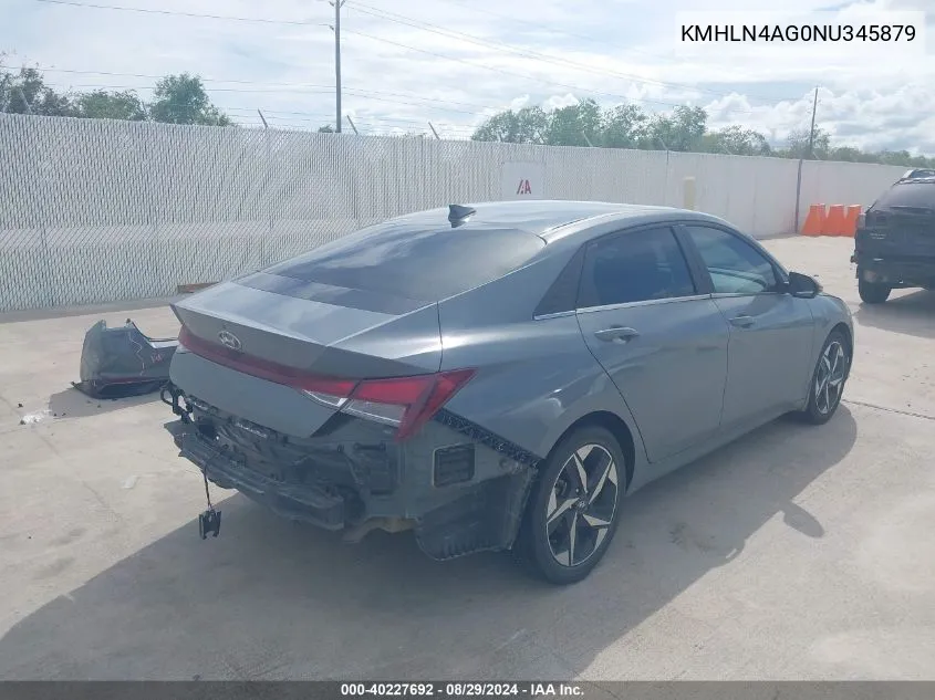 2022 Hyundai Elantra Sel VIN: KMHLN4AG0NU345879 Lot: 40227692