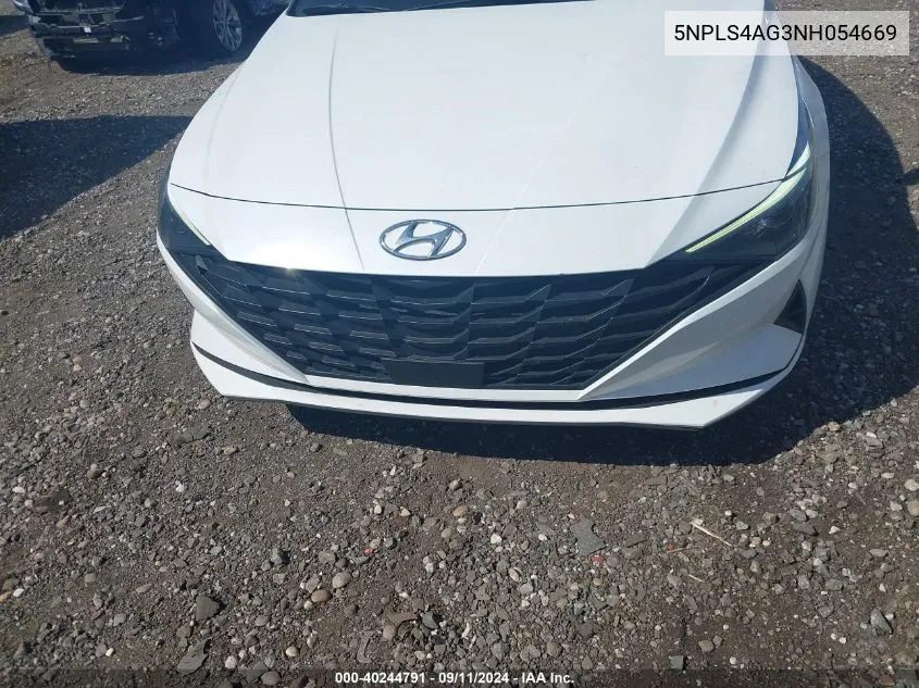 2022 Hyundai Elantra Sel VIN: 5NPLS4AG3NH054669 Lot: 40244791