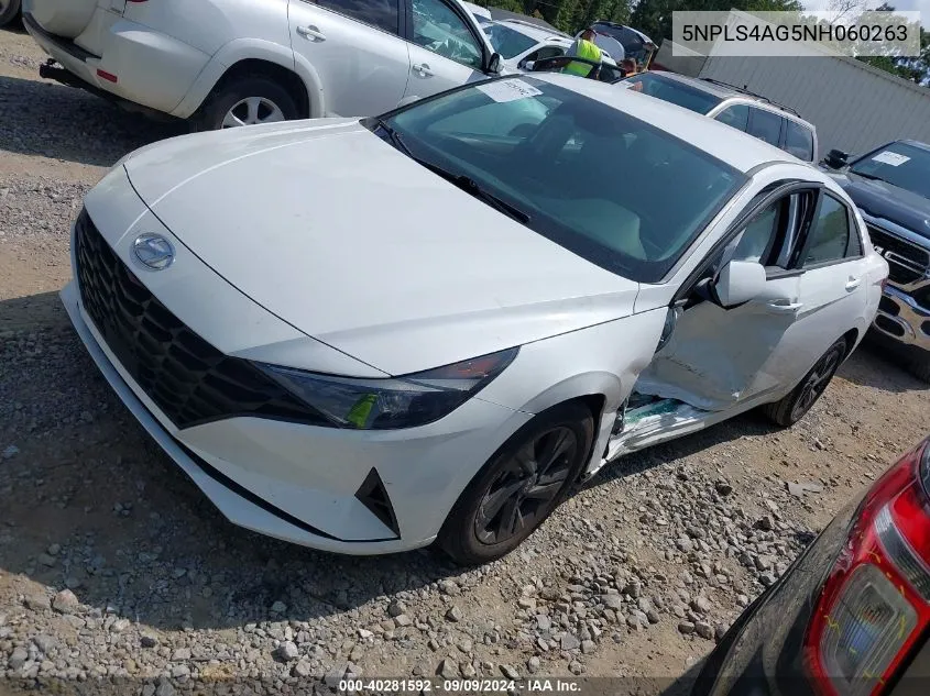 2022 Hyundai Elantra Sel VIN: 5NPLS4AG5NH060263 Lot: 40281592