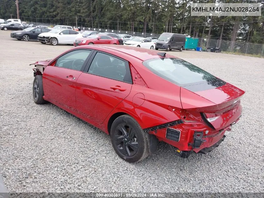 KMHLM4AJ2NU028264 2022 Hyundai Elantra Hybrid Blue