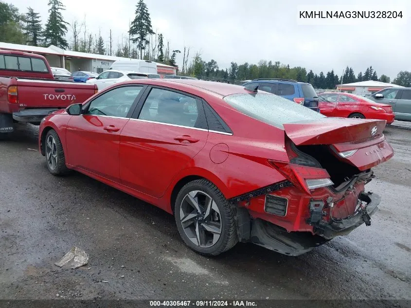 KMHLN4AG3NU328204 2022 Hyundai Elantra Sel