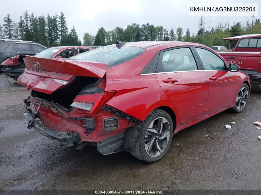 KMHLN4AG3NU328204 2022 Hyundai Elantra Sel