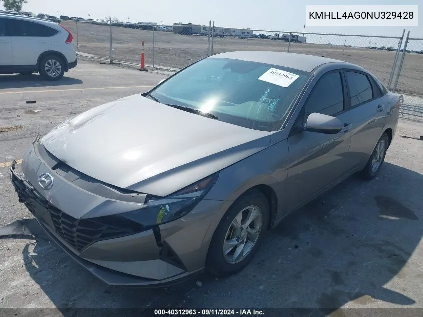 2022 Hyundai Elantra Se VIN: KMHLL4AG0NU329428 Lot: 40312963