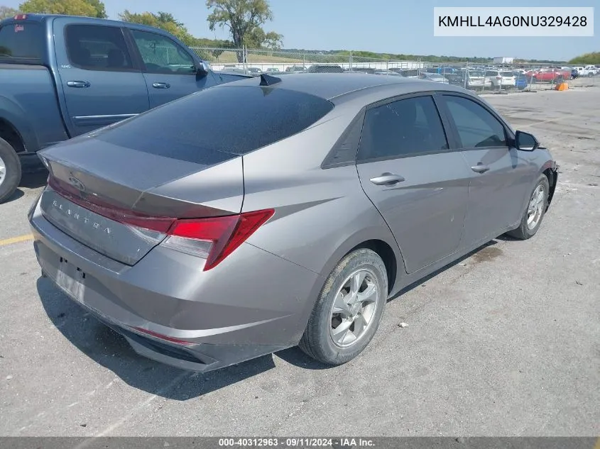 2022 Hyundai Elantra Se VIN: KMHLL4AG0NU329428 Lot: 40312963