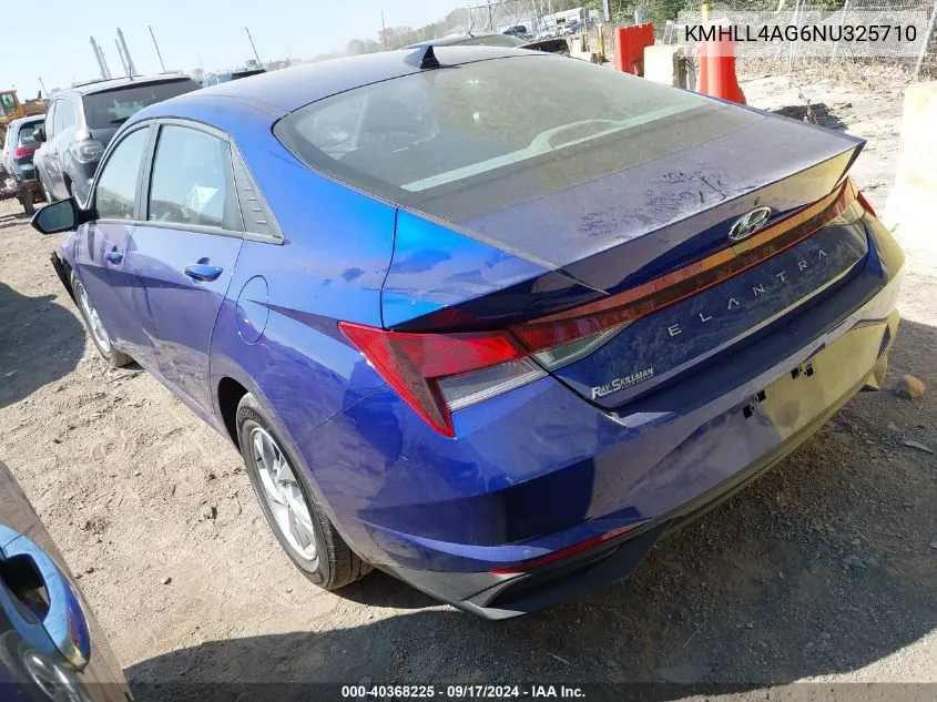 2022 Hyundai Elantra Se VIN: KMHLL4AG6NU325710 Lot: 40368225