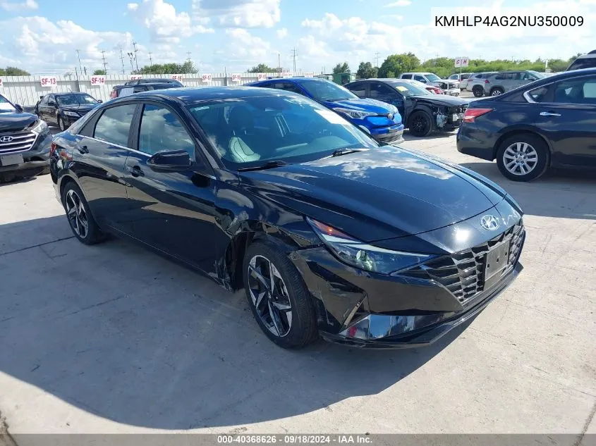 2022 Hyundai Elantra Limited VIN: KMHLP4AG2NU350009 Lot: 40368626