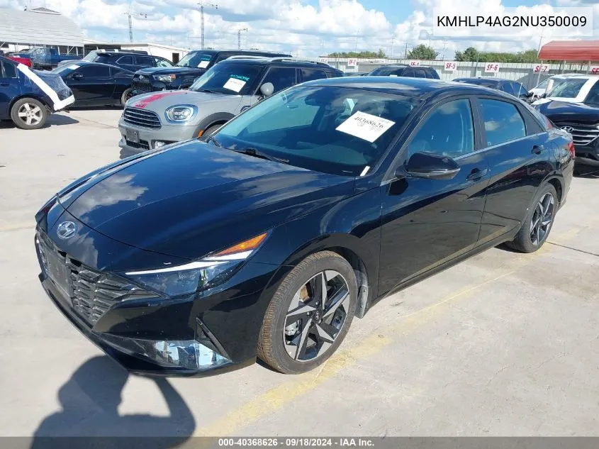 2022 Hyundai Elantra Limited VIN: KMHLP4AG2NU350009 Lot: 40368626