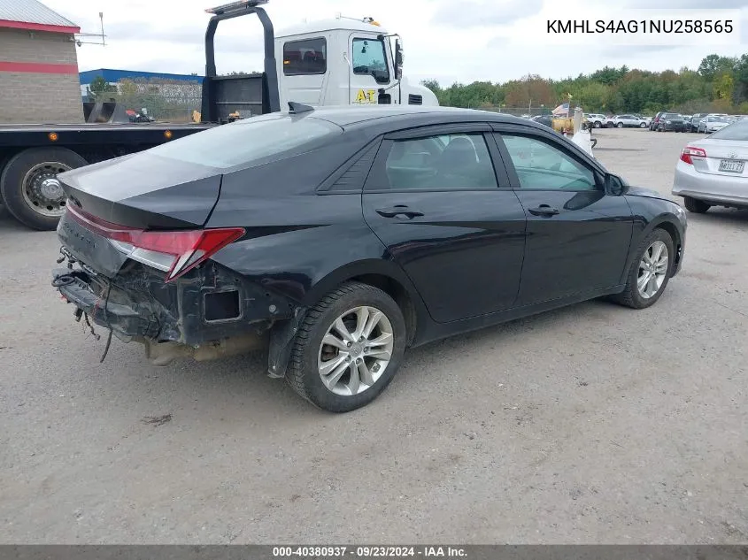 2022 Hyundai Elantra Sel VIN: KMHLS4AG1NU258565 Lot: 40380937