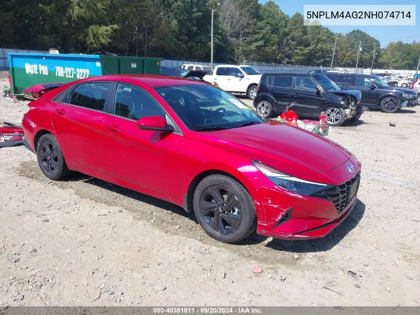 5NPLM4AG2NH074714 2022 Hyundai Elantra Sel