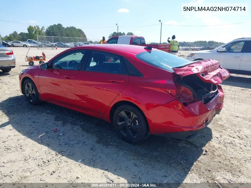 2022 Hyundai Elantra Sel VIN: 5NPLM4AG2NH074714 Lot: 40381811