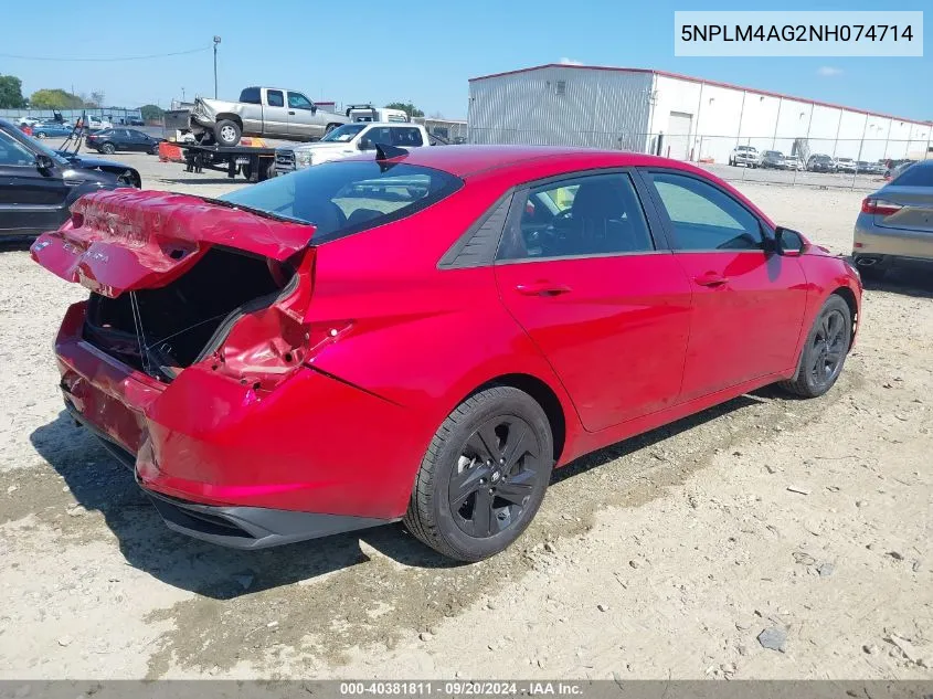 2022 Hyundai Elantra Sel VIN: 5NPLM4AG2NH074714 Lot: 40381811