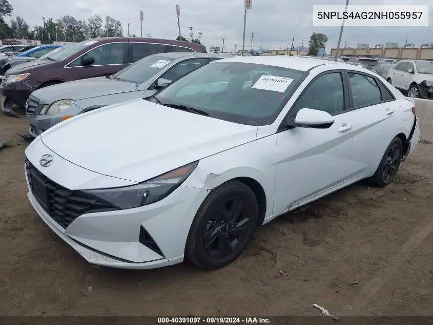 2022 Hyundai Elantra Sel VIN: 5NPLS4AG2NH055957 Lot: 40391097