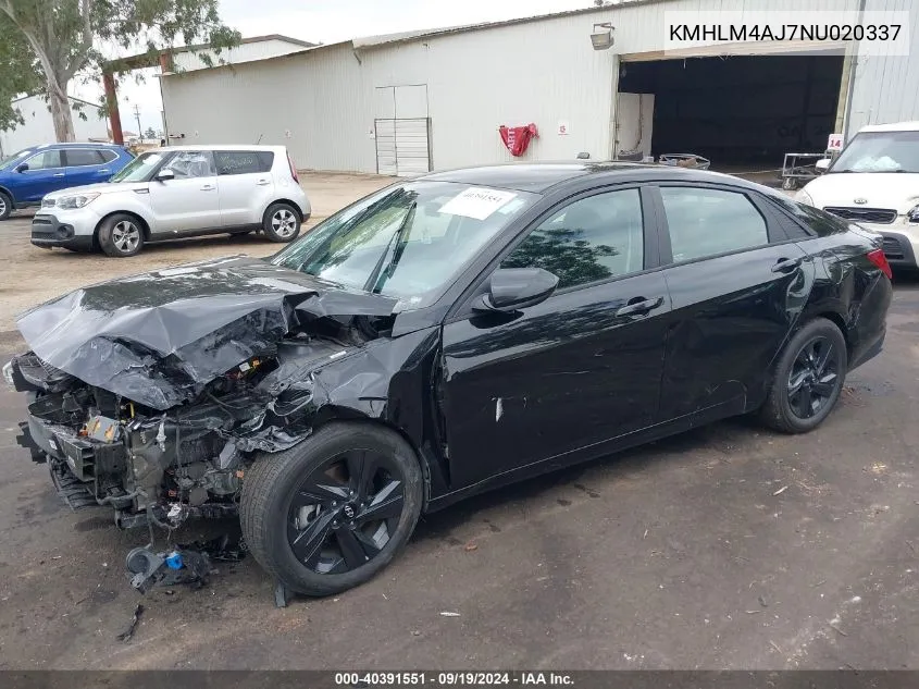 KMHLM4AJ7NU020337 2022 Hyundai Elantra Hybrid Blue