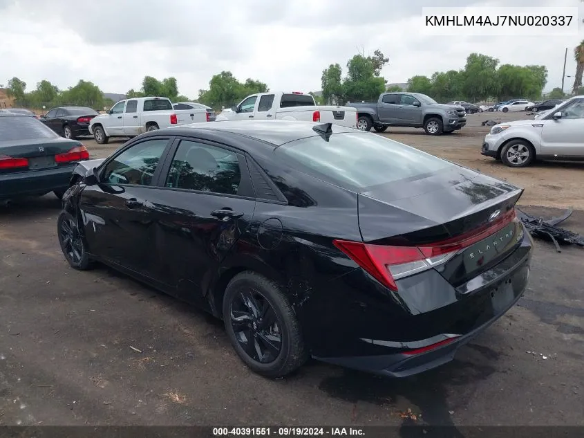 2022 Hyundai Elantra Hybrid Blue VIN: KMHLM4AJ7NU020337 Lot: 40391551