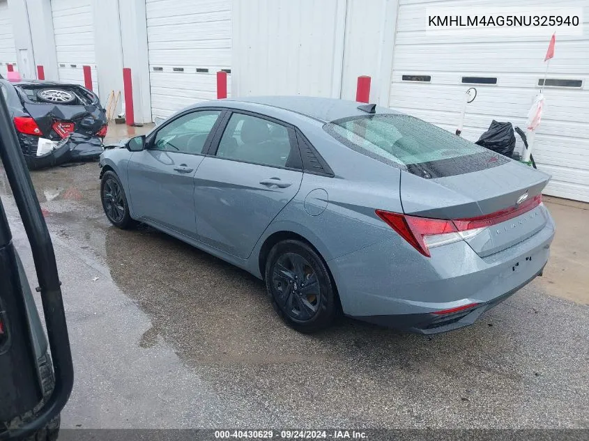 2022 Hyundai Elantra Sel VIN: KMHLM4AG5NU325940 Lot: 40430629