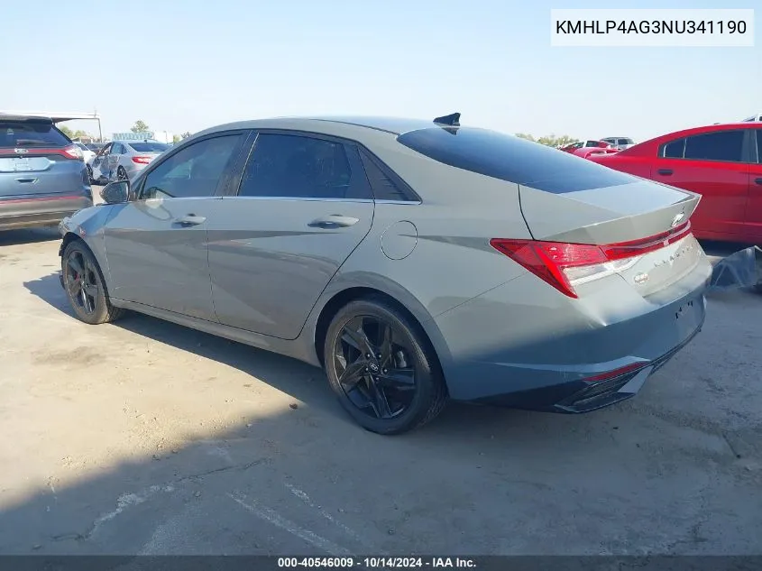 2022 Hyundai Elantra Limited VIN: KMHLP4AG3NU341190 Lot: 40546009