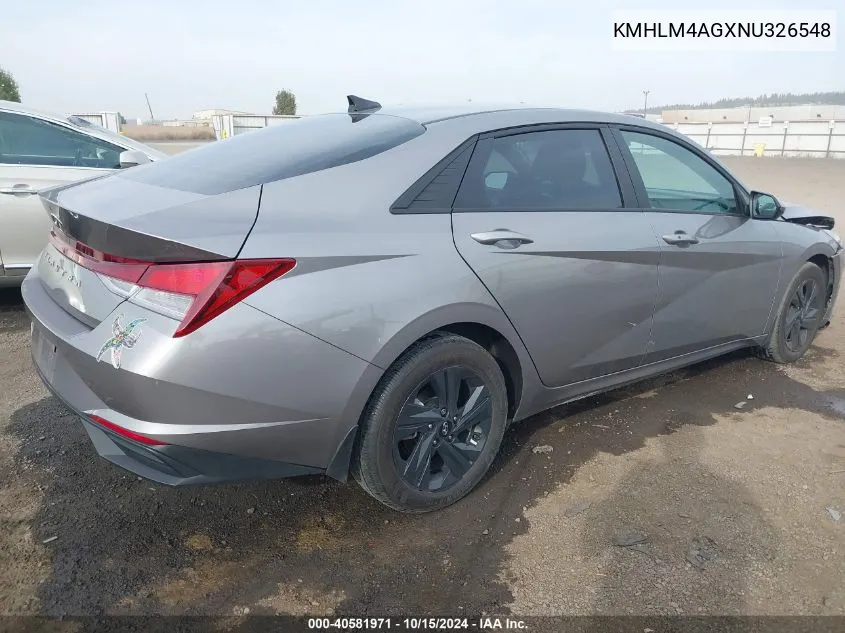 2022 Hyundai Elantra Sel VIN: KMHLM4AGXNU326548 Lot: 40581971