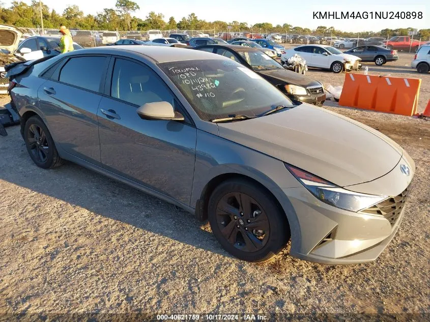 2022 Hyundai Elantra Sel VIN: KMHLM4AG1NU240898 Lot: 40621759