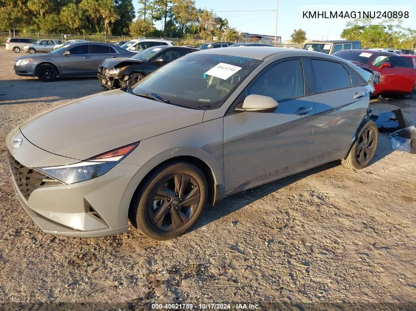 2022 Hyundai Elantra Sel VIN: KMHLM4AG1NU240898 Lot: 40621759