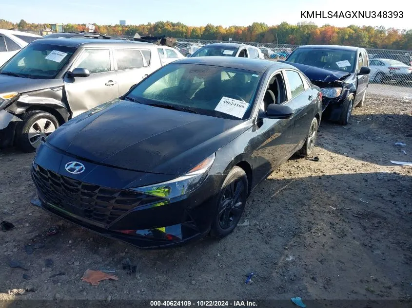 2022 Hyundai Elantra Sel VIN: KMHLS4AGXNU348393 Lot: 40624109