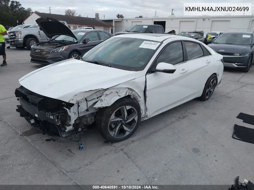 KMHLN4AJXNU024699 2022 Hyundai Elantra Hybrid Limited