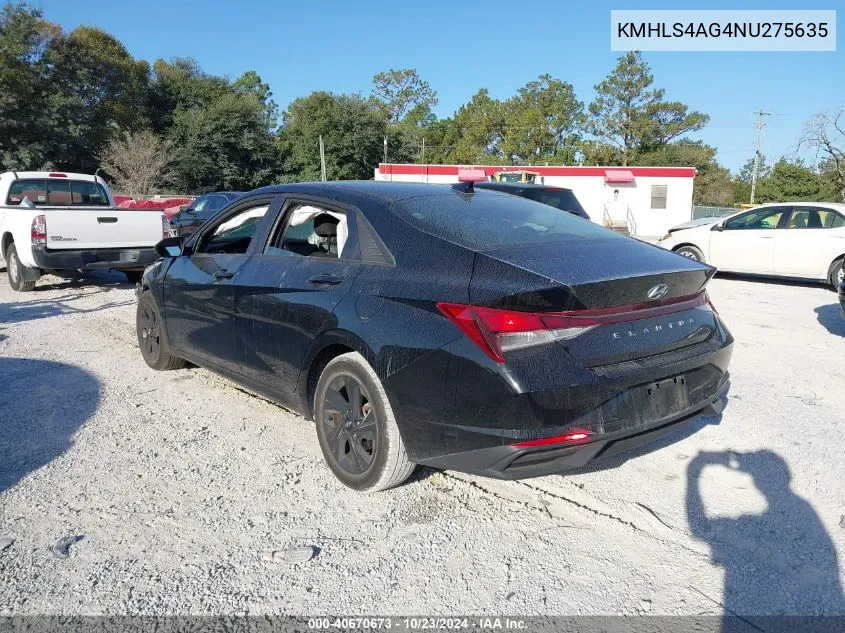 2022 Hyundai Elantra Sel VIN: KMHLS4AG4NU275635 Lot: 40670673