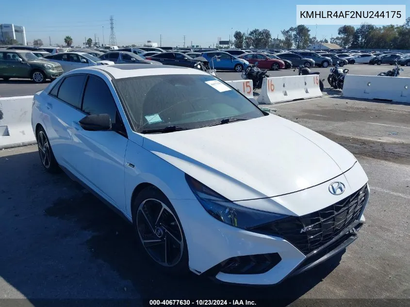 2022 Hyundai Elantra N Line VIN: KMHLR4AF2NU244175 Lot: 40677630