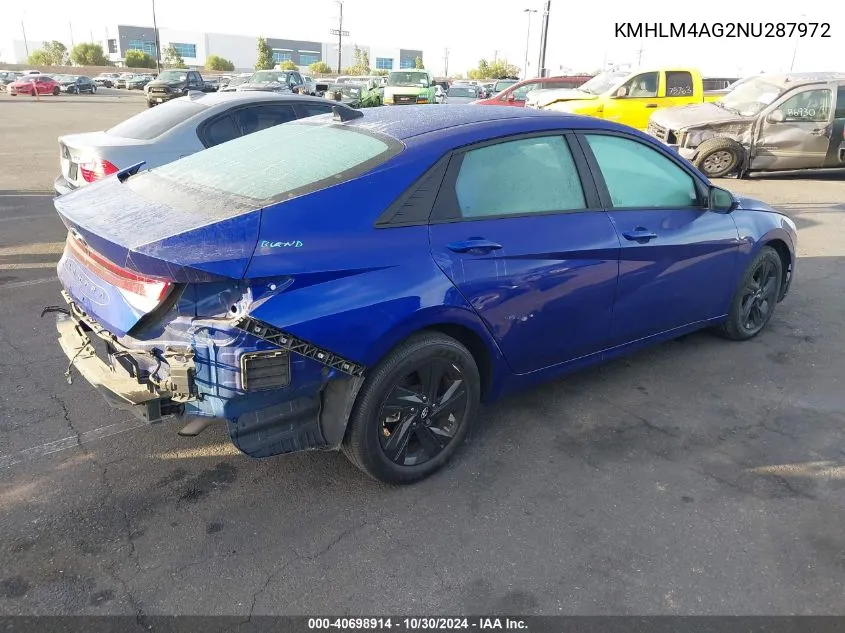 KMHLM4AG2NU287972 2022 Hyundai Elantra Sel